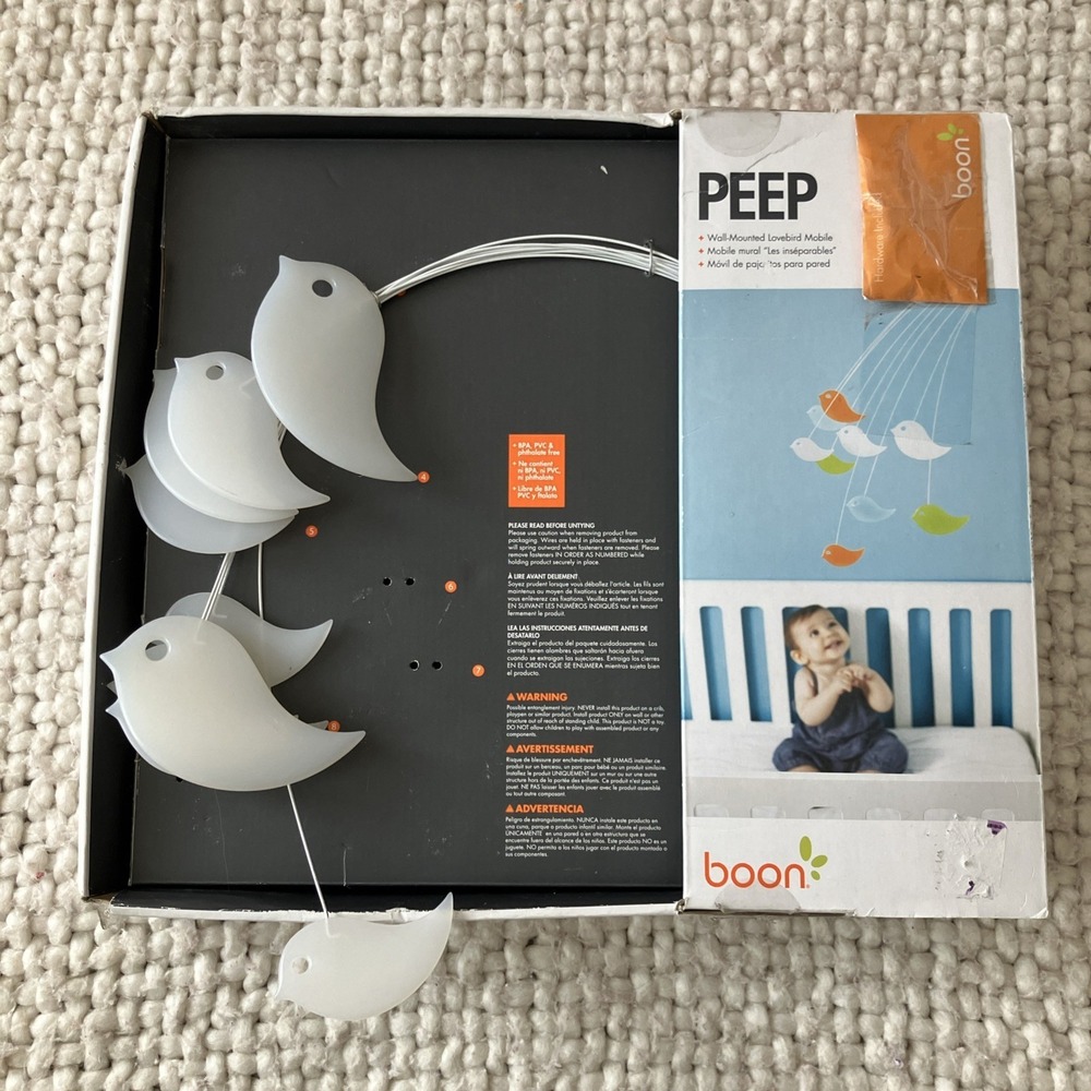 New In Box Boon Peep Bird Mobile Birds Nursery Baby Shower Gift Newborn